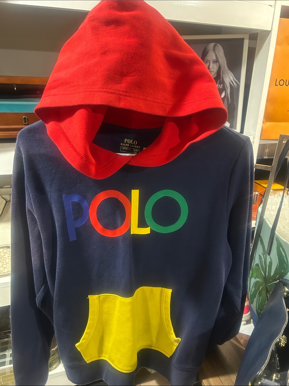Polo by Ralph Lauren Navy Hoodie with Red Hood and Multicolor POLO